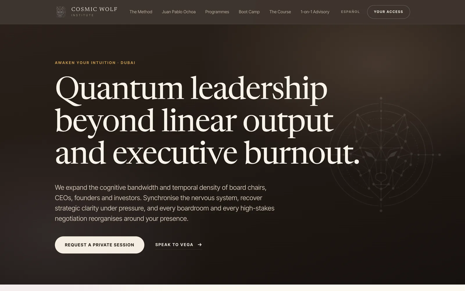 Cosmic Wolf Institute website home page