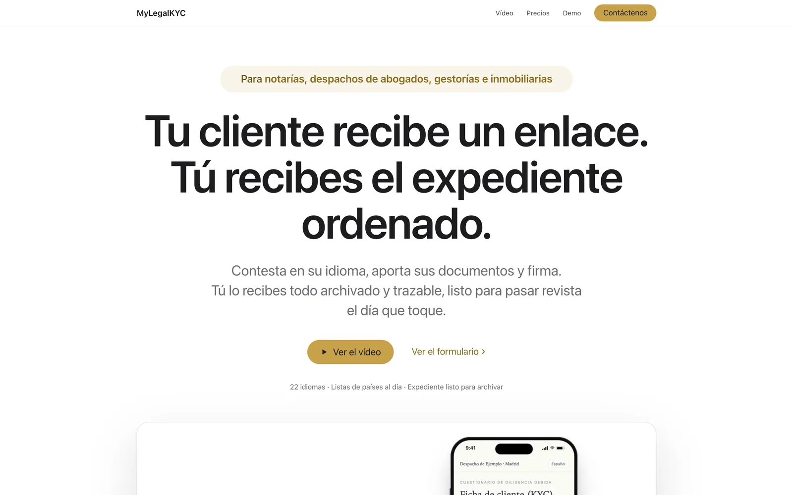 MyLegalKYC website home page